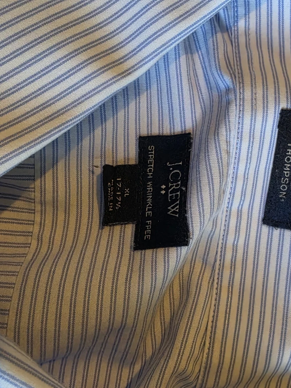 J. Crew Men's Blue and White Micro-Stripe Dress Shirt